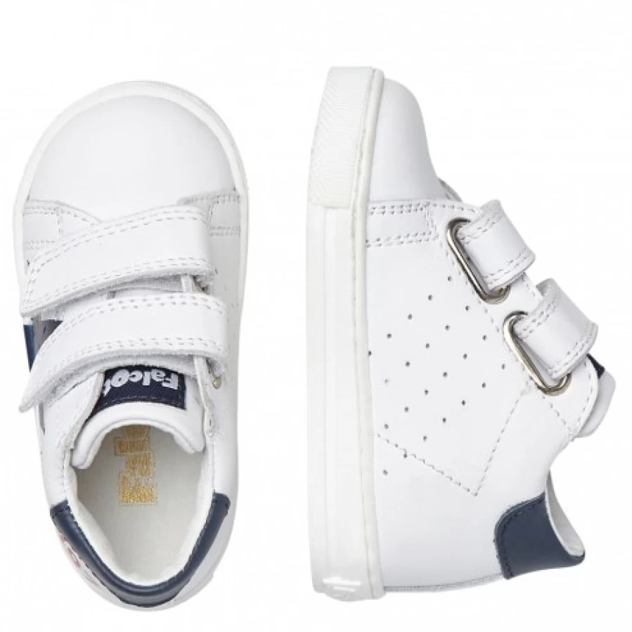 FALCOTTO Salazar VL White and Blue Leather Sneakers for Men | Premium Comfort Casual Shoes