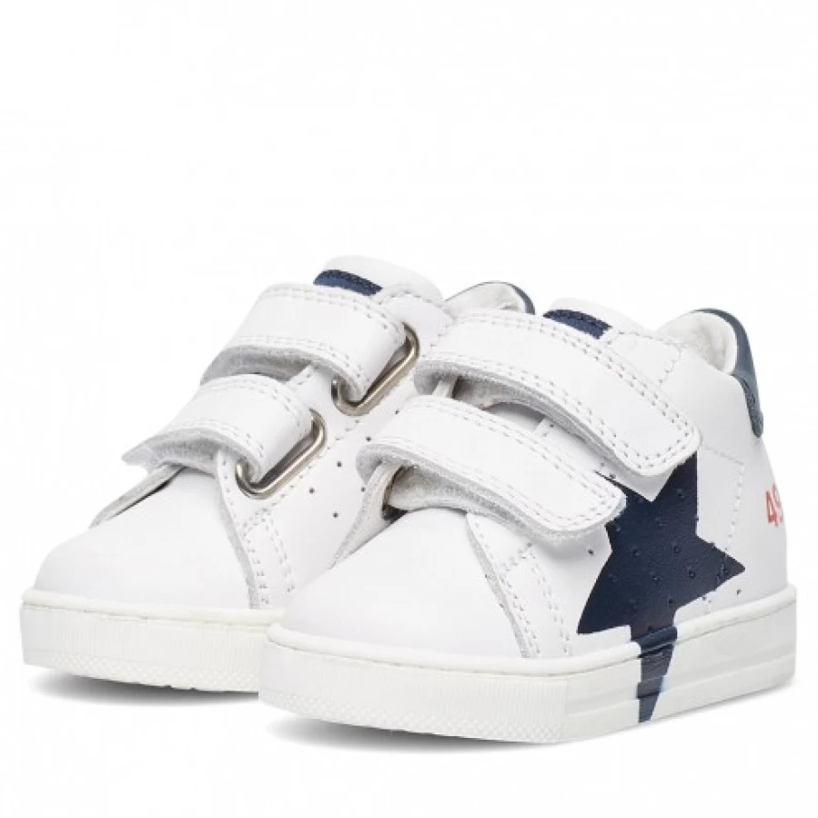 FALCOTTO Salazar VL White and Blue Leather Sneakers for Men | Premium Comfort Casual Shoes