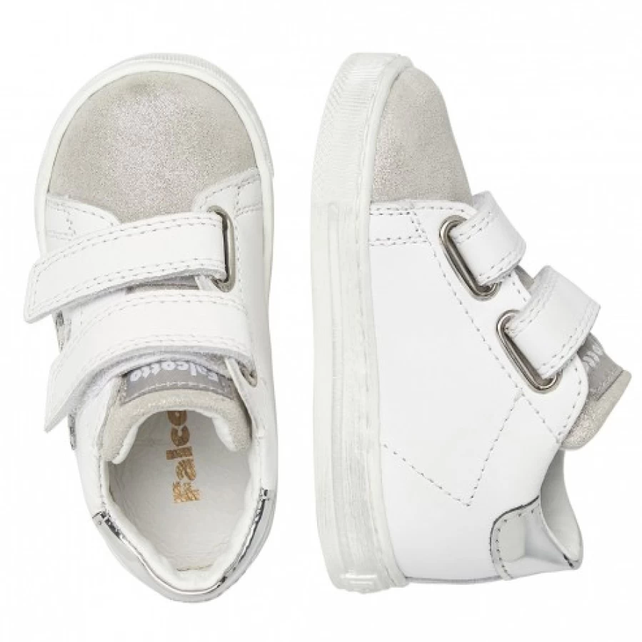 FALCOTTO Sasha VL White Silver Leather Suede Sneakers for Men/Women - Comfortable Casual Shoes