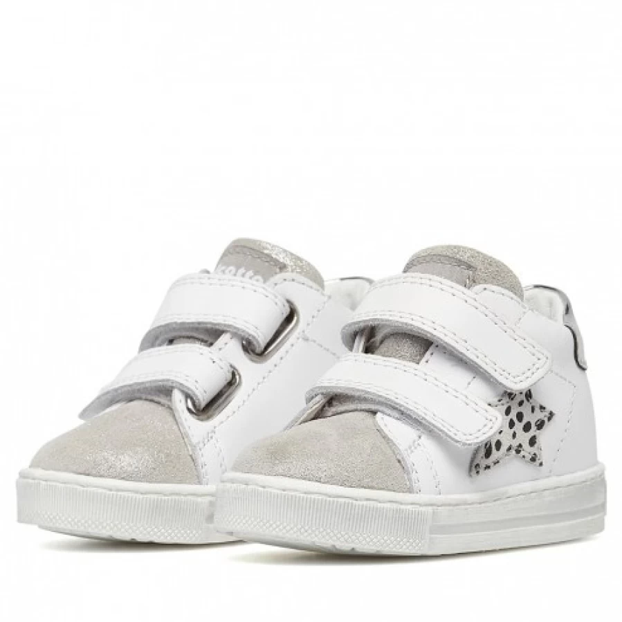 FALCOTTO Sasha VL White Silver Leather Suede Sneakers for Men/Women - Comfortable Casual Shoes