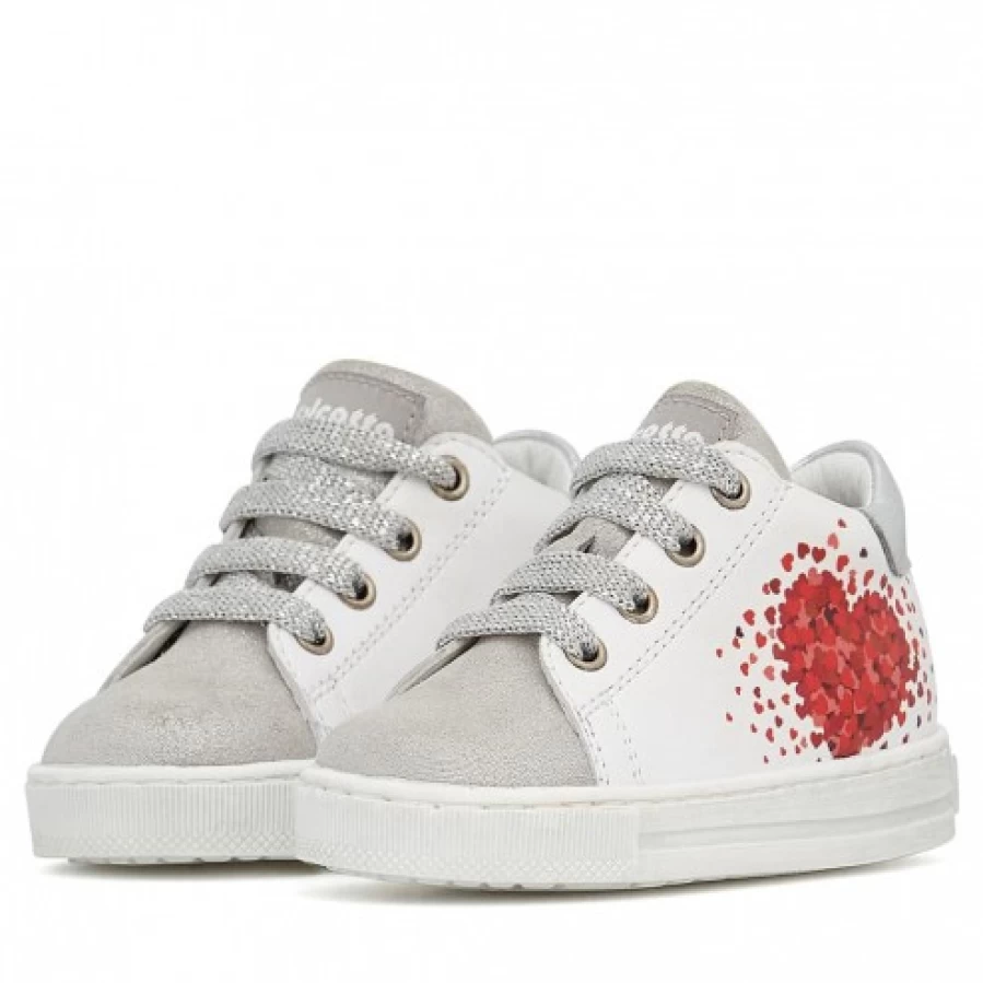 FALCOTTO White-Silver Leather Suede Sneakers for Men & Women - Corrason Casual Comfortable Shoes