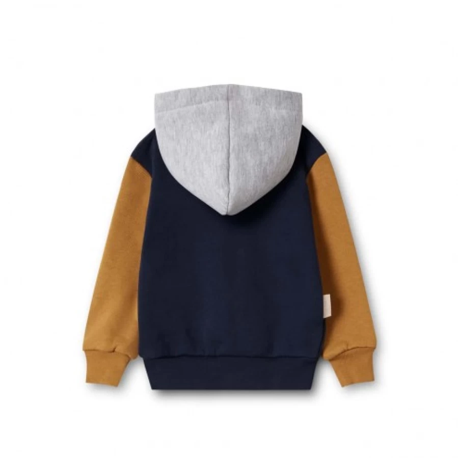 FALCOTTO Stig Zip-Up Hoodie for Men - Navy & Cognac Pullover Sweatshirt