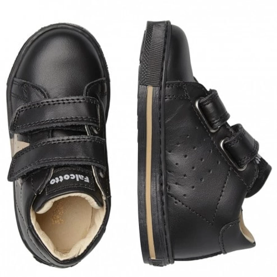 FALCOTTO Venus VL Black Calfskin Sneakers with Colorful Maxi-Star Design - Women's Fashion Shoes