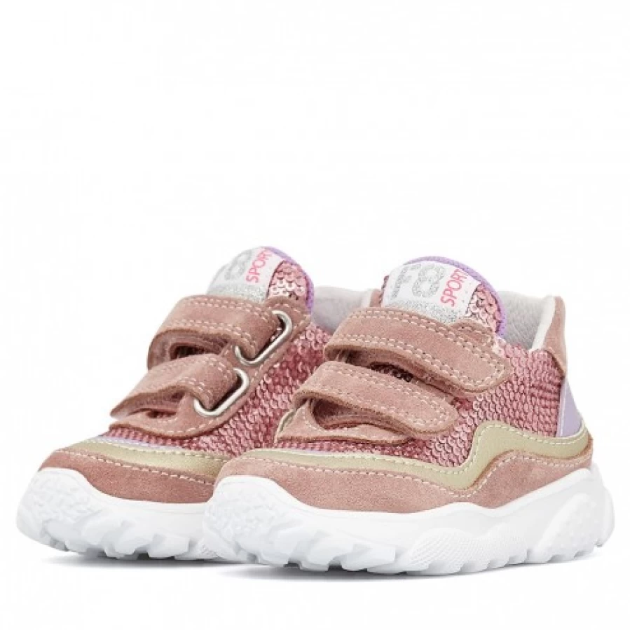 FALCOTTO Amantea VL Pink Suede Fabric Sneakers for Women Girls Comfortable Casual Shoes