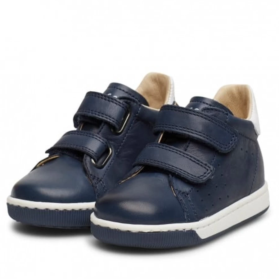 FALCOTTO Adam VL Blue-White Nappa Leather Velcro Sneakers for Kids