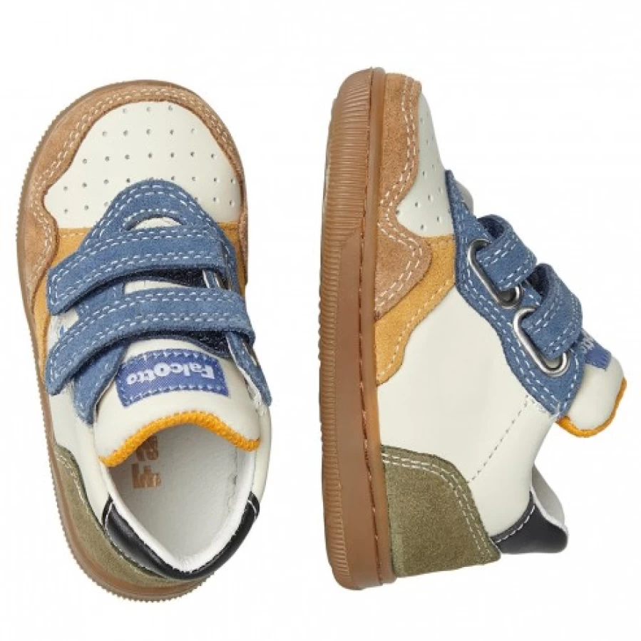 FALCOTTO Klip VL White Brown Leather Suede Sneakers for Men Women Comfortable Casual Shoes
