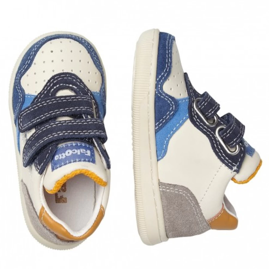 FALCOTTO Klip VL White Light Blue Leather Suede Sneakers for Men Women Comfortable Casual Shoes