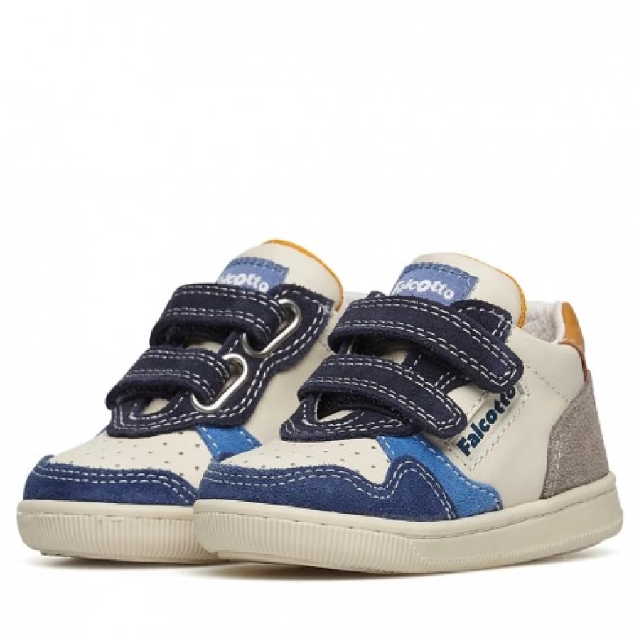 FALCOTTO Klip VL White Light Blue Leather Suede Sneakers for Men Women Comfortable Casual Shoes