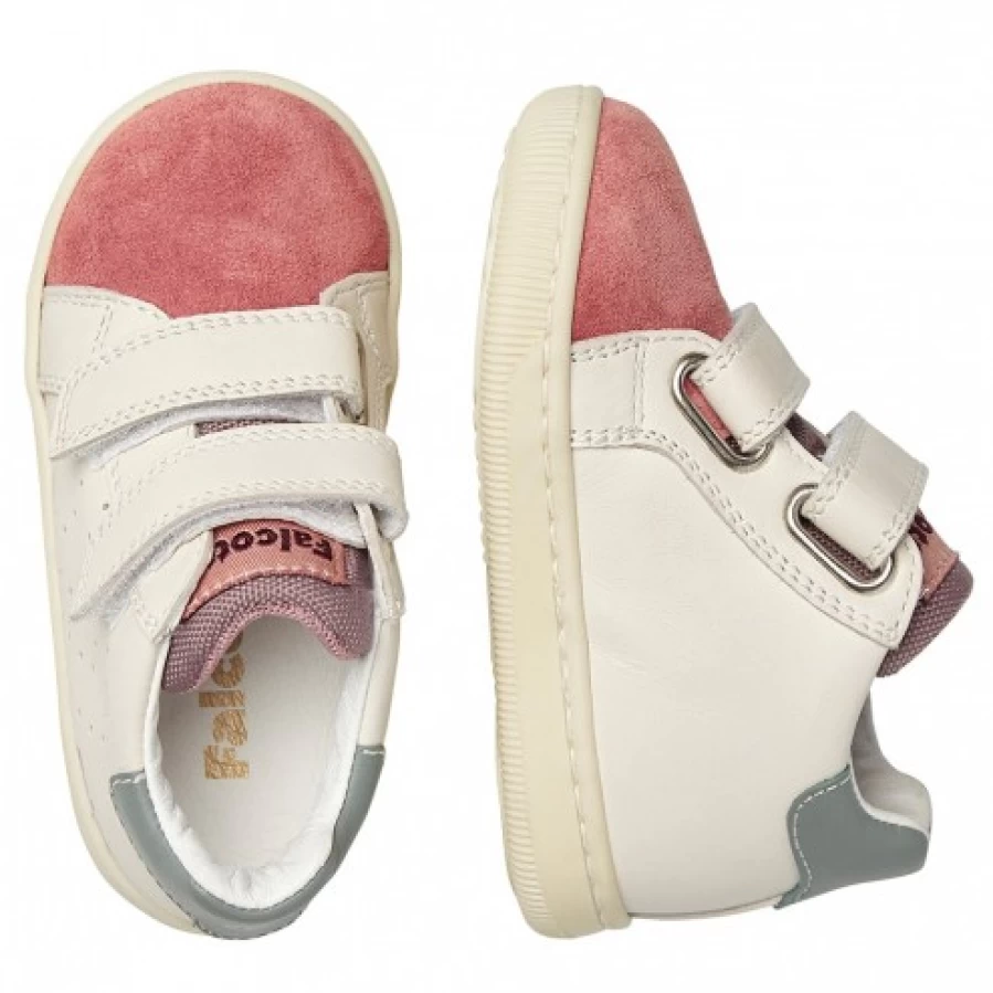 FALCOTTO Kiner VL Pink & White Leather Suede Sneakers for Women & Men - Comfortable Casual Shoes