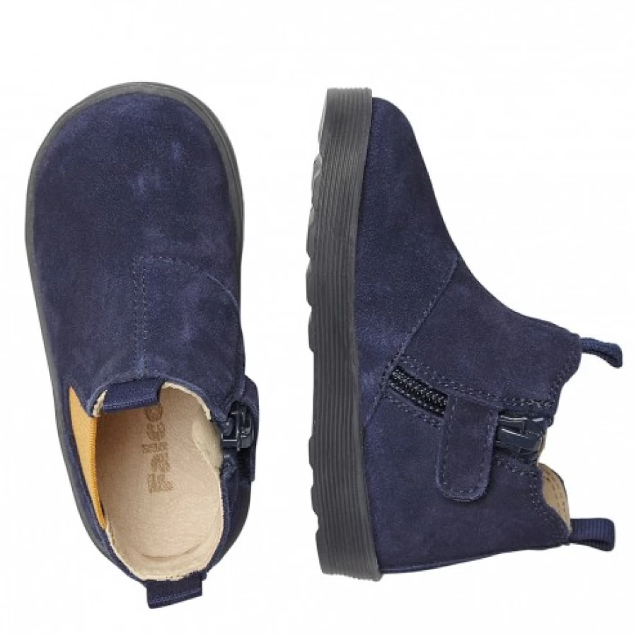 FALCOTTO Tarbell Men's Beatle Boots with Zip Closure - Navy Blue & Pumpkin Color Casual Shoes