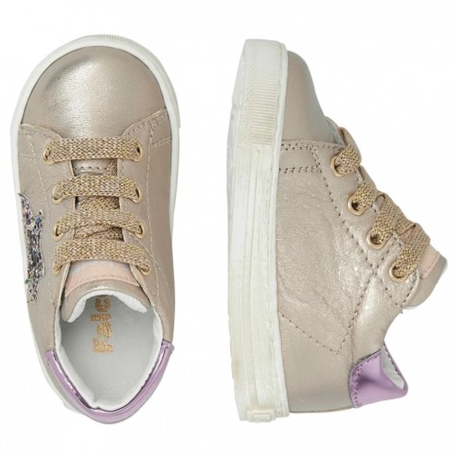 FALCOTTO Sasha Leather Sneakers for Kids - Waterproof Laminated Design - Comfortable Nut Brown Shoes