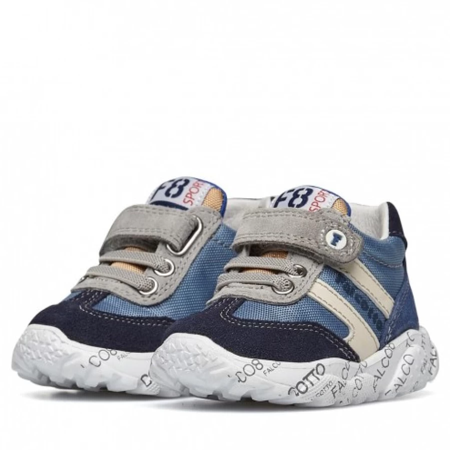 FALCOTTO Amantea Navy Suede Sneakers with Elastic Collar - Comfortable Technical Fabric Shoes for Men