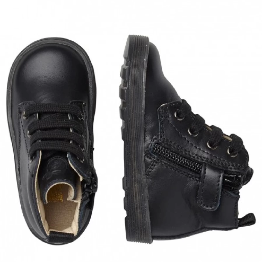 FALCOTTO Arawn Black Leather Lace-Up Ankle Boots for Men Women | Genuine Calfskin Chelsea Boots