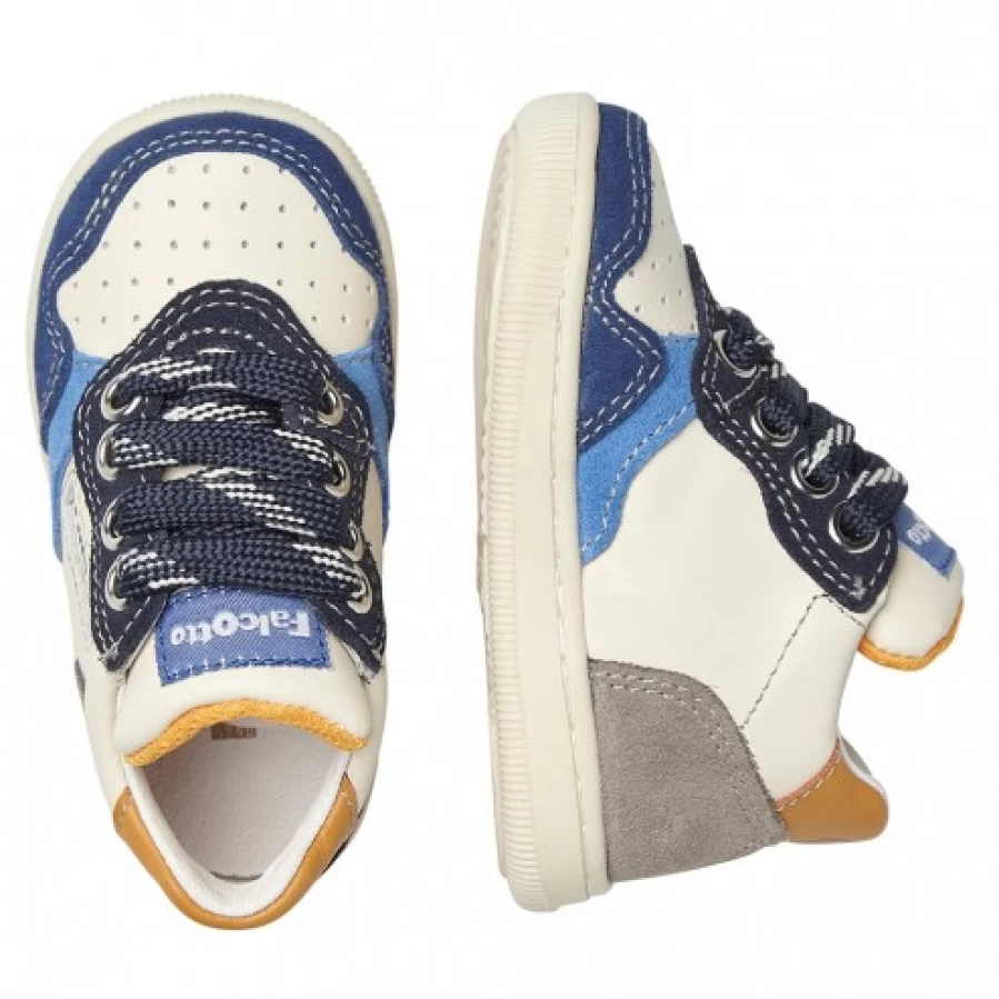 FALCOTTO Klip Leather Suede Sneakers for Women - Milk Navy Casual Comfortable Shoes