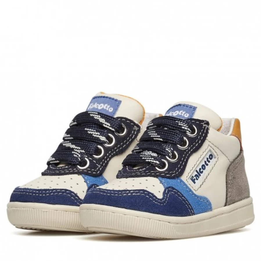 FALCOTTO Klip Leather Suede Sneakers for Women - Milk Navy Casual Comfortable Shoes