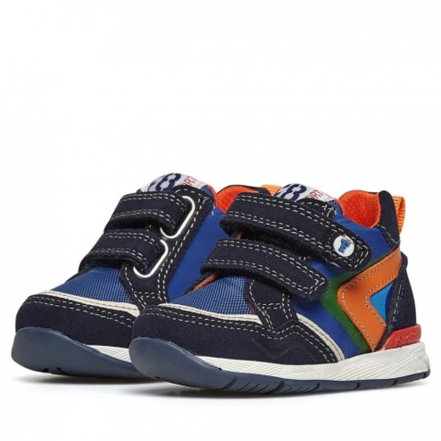 FALCOTTO Zak 3 Vol Leather and Fabric Sneakers for Men - Navy Blue & Grey Casual Shoes